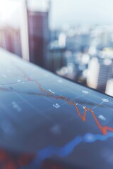 Minimalist depiction of market ascent with a line graph on a clean backdrop.
