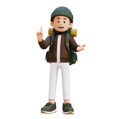 Fototapeta premium 3D Traveller Character Explaining Pose