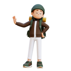 3D Traveller Character in Stop Refusal Pose
