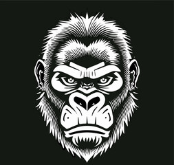 vector illustration face of gorilla, for logo or mascot, T-shirt design
