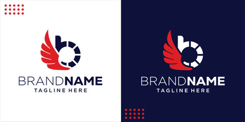 Obraz premium B logo with wing shoes, Design Inspiration, Illustration, Vector