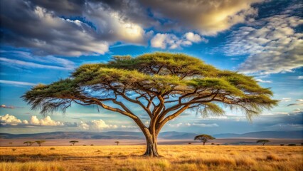 Obraz premium The Vast African Savannah Is Home To Many Iconic Animals, Including The Majestic Elephant. This Image Captures The Beauty Of The Savannah And Its Wildlife.