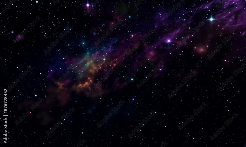 Wall mural dynamic motion from close-up view of human eye into stars space universe