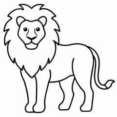 Fototapeta premium vector illustration of lion, full body simple line, coloring page
