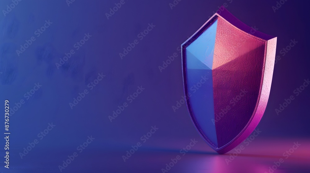 Poster colorful 3d shield on a gradient background representing security and protection in a modern digital