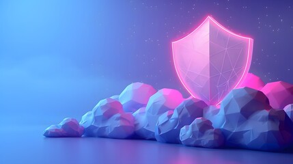 Fototapeta premium Geometric Shield in Dreamy Cloudscape