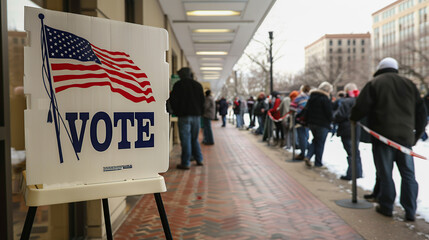 People vote in the US presidential election at a polling station in the United States