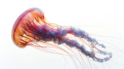 Long-tailed jellyfish floating in air