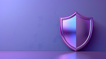 Purple gradient shield against a minimalist backdrop symbolizing security and protection. Perfect for concepts of defense and cybersecurity.