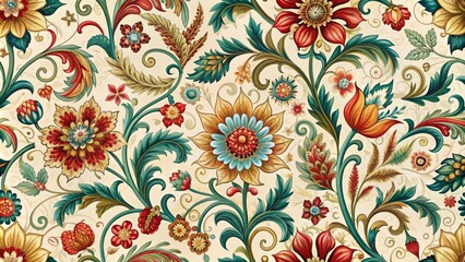 Damask Seamless Pattern. Floral Ornament. Vintage Background.