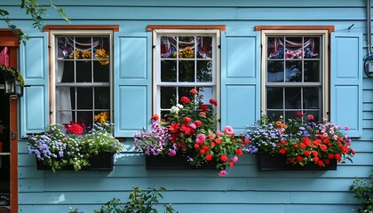 windows with flowers