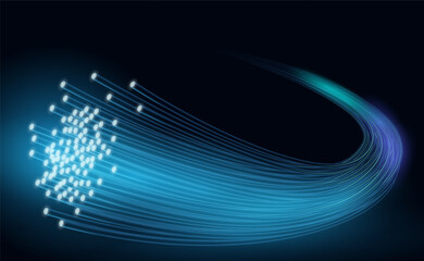 Optical fiber digital communication. Vector illustration. Sketch for creativity.