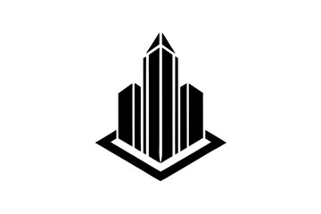 Fototapeta premium Modern pencil and building logo design icon vector template illustration