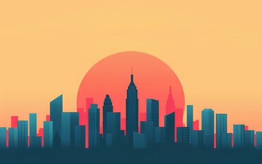 Obraz premium Cityscape with Sunset.