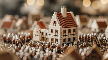 Medieval dwelling under siege, intense battle unfolding around it, warriors facing a formidable challenge, detailed and dramatic scene