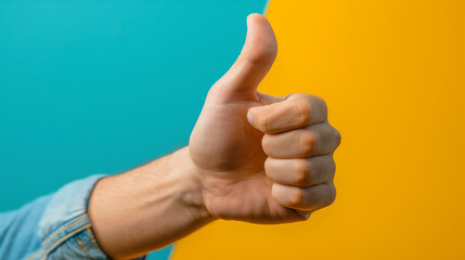 A person showing approval with a thumbs up