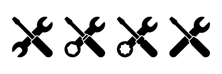 Repair icon vector isolated on white background. Wrench and screwdriver icon. settings vector icon. Maintenance. tools