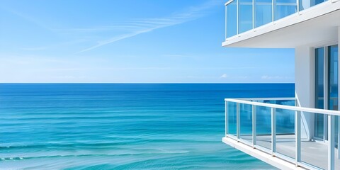 Fototapeta premium Architectural Design Maximizes Ocean Views with Condo Facade Frames. Concept Architecture, Design, Ocean view, Condo, Facade frames