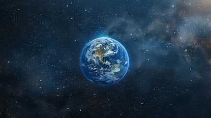 Obraz premium Background of earth from space with a blue sky and stars. 
