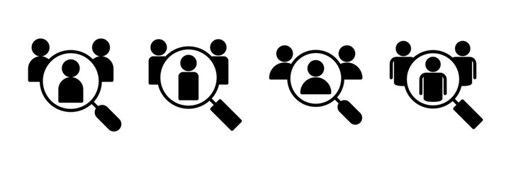Hiring icon vector isolated on white background. Human resources concept. Recruitment. Search job vacancy icon. Hire. Find people icon