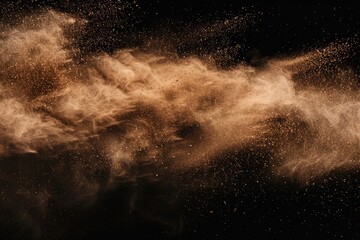 A dusty cloud suspended in the air on a dark background, suitable for use in abstract or futuristic themes