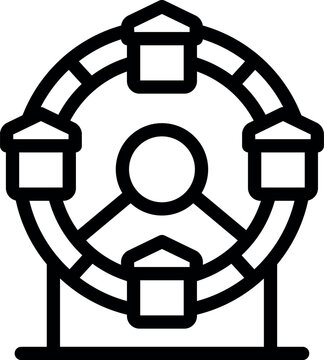 recommend clip art: Ferris wheel with cabins rotating at amusement park line icon for web, mobile and infographics