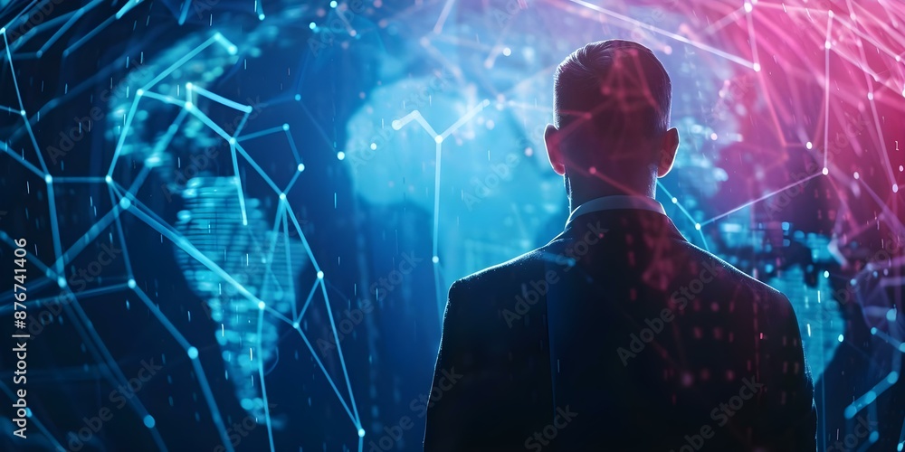 Poster guardians of the digital realm exploring cybersecurity technology's strongholds and innovation. conc