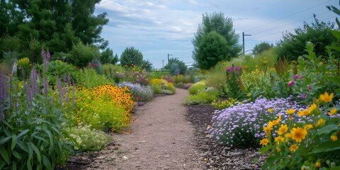 Transforming an Empty Lot into a Vibrant Community Garden with Butterfly and Bee Zones. Concept Community Garden, Empty Lot Transformation, Butterfly Zone, Bee Zone, Vibrant Planting