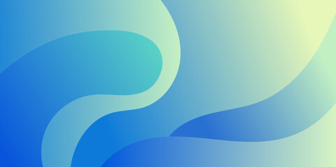 Wavy pastel blue, green, turquoise geometric background. Trendy abstract gradient shapes composition.