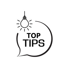 top tips sign on white background	