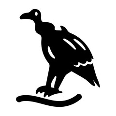 A glyph icon of scavenging bird 