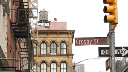 New York City Manhattan Soho fashion district Grand, Crosby streets, Broadway. USA urban building...