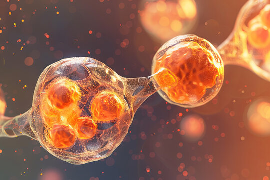 Euglenoids undergoing binary fission, dividing into two identical daughter cells
