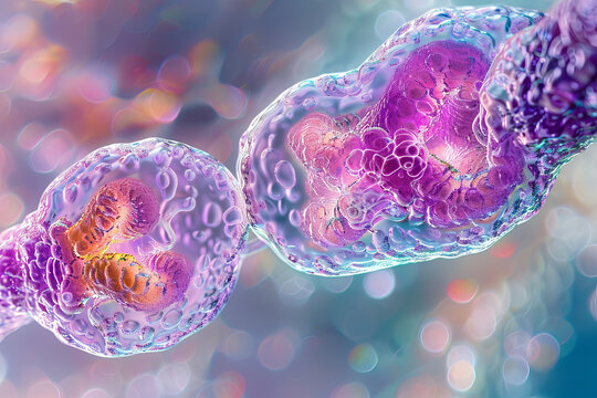 Euglenoids undergoing binary fission, dividing into two identical daughter cells