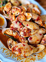 Food menu: Stir-fried clams with chili paste