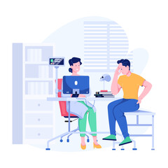 A flat illustration depicting neurologist visit 