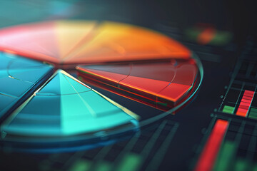 Obraz premium Futuristic pie chart depicting income, expenses, and savings, illustrating financial planning