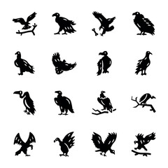 Bundle of Prey Bird Solid Icons 

