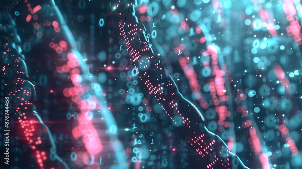 Poster big data and artificial intelligence concept. machine learning and cyber mind domination concept in 