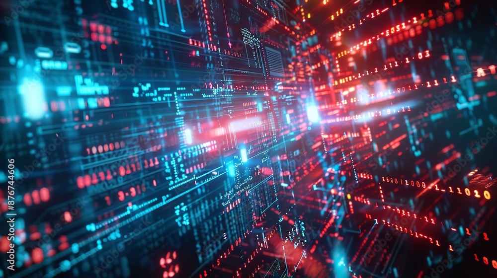 Poster big data and artificial intelligence concept. machine learning and cyber mind domination concept in 