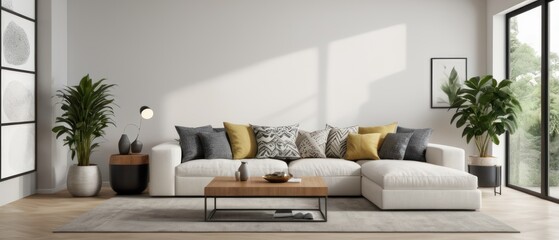 Modern Living Room with Minimalist Decor and Cozy Sofa