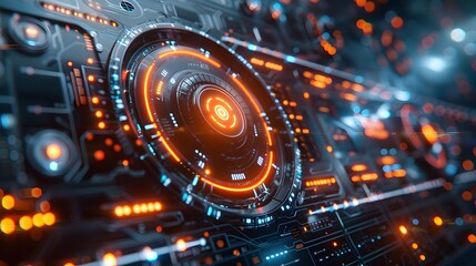 Quantum Computing Interface with Luminous Algorithms and Futuristic Accents