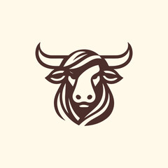 Powerful bull head logo icon, symbolizing strength and determination. Perfect for financial services, sports teams, and corporate branding. Vector design ensures scalability.