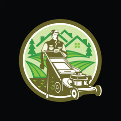 a man mowing lawn with machine