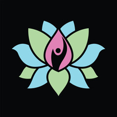 peaceful logo with lotus flower