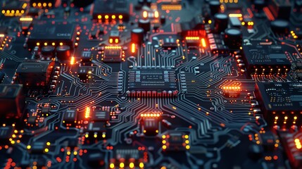 Obraz premium 3d rendered cybersecurity concept with fingerprint authentication on integrated circuit for secure online access