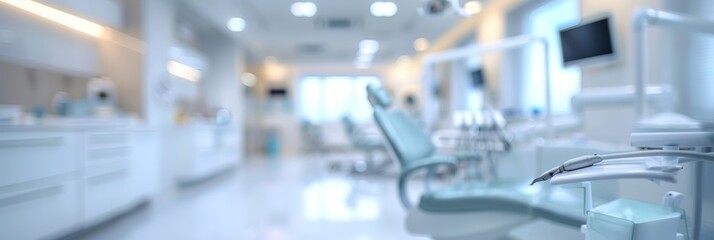 Blurred Dental Clinic Background: Defocused Interior of Modern Dental Office