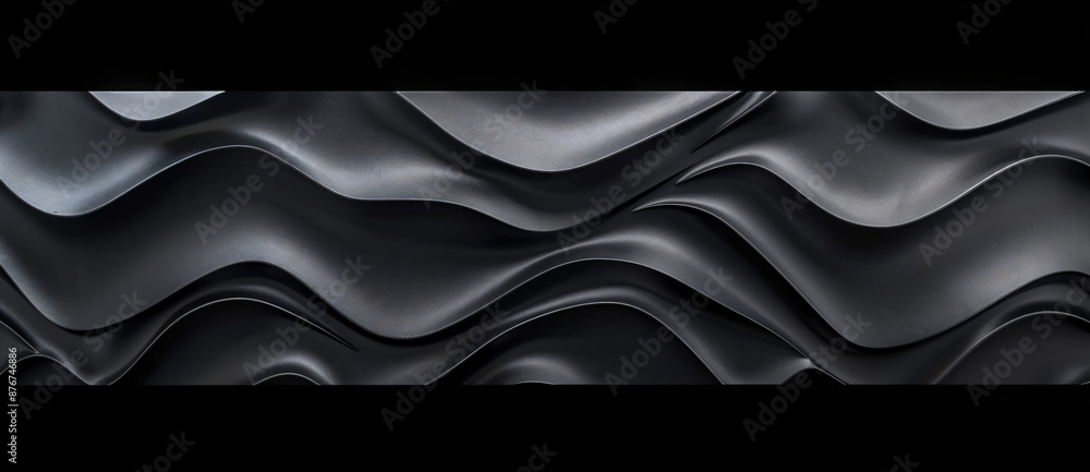 Poster 3d render of abstract dark gray background with wavy elements