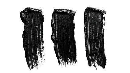 Fototapeta premium Set of different strokes of lipstick, lip gloss, paint, black. colors. Isolated on a white background.