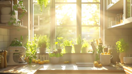 Photo of a clean and bright kitchen with lots of natural light